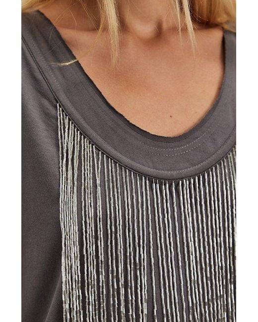 Free People Blue Fringe Ya Later Top