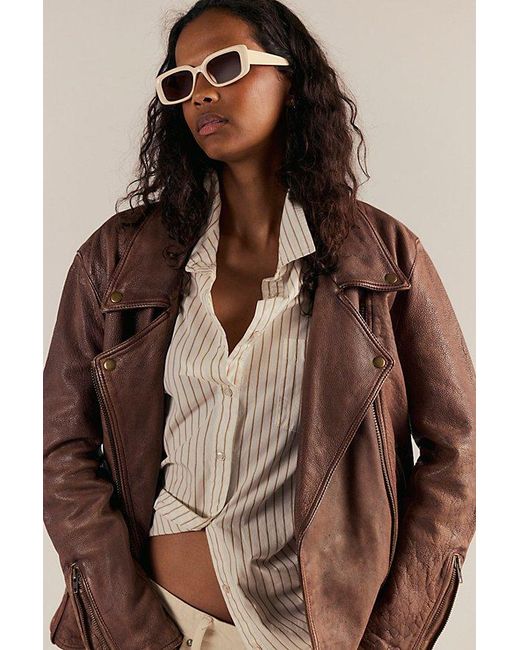 Free People Brown Frankie Rectangle Sunglasses