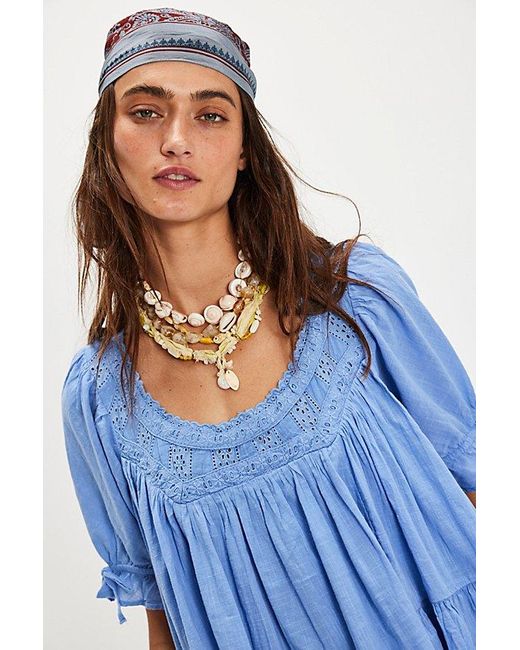 Free People Blue Sandy Shores Babydoll Dress