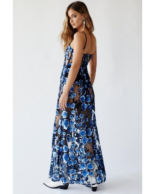 sachin and babi light blue dress Wildly High-slit Teal Velvet Prom Dress with Overskirt main image 0