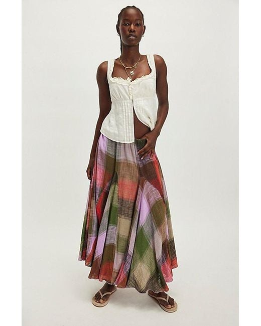 Free People Madras That Linen Maxi Skirt in White | Lyst