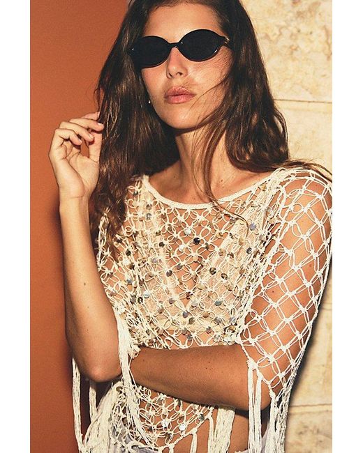 Free People Black Oh Hello Round Sunglasses