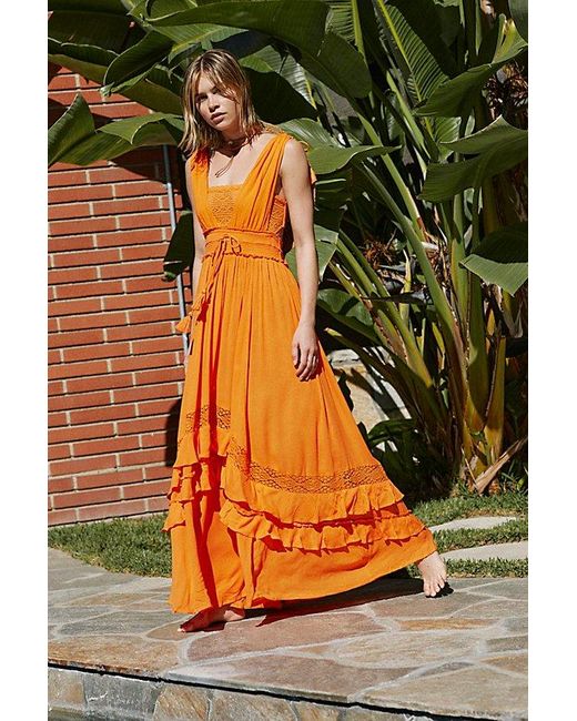 Free People Orange Santa Maria Maxi Dress