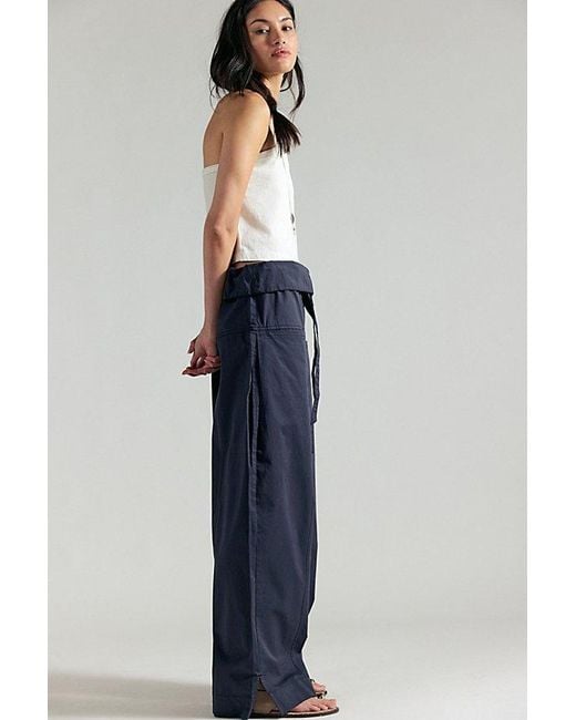Free People Blue Fisherman Drawcord Pull-On Trousers