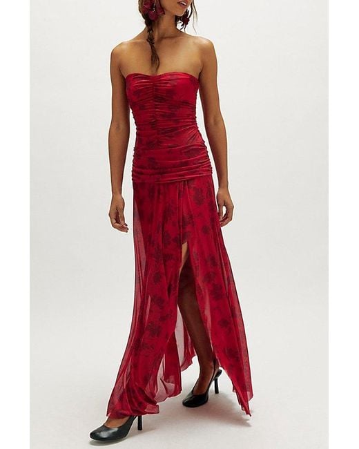 strapless open back dress Bec & Bridge Karina Strapless Midi - Butter Yellow or Fire Red