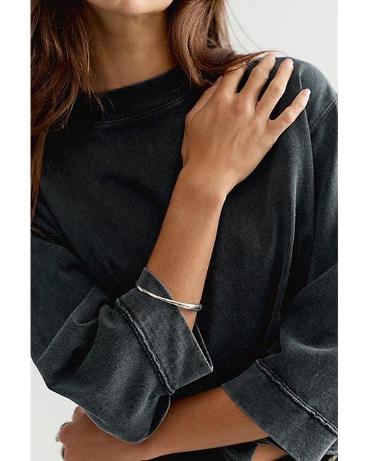Free People Gray Gracie Cropped Crew Neck Top