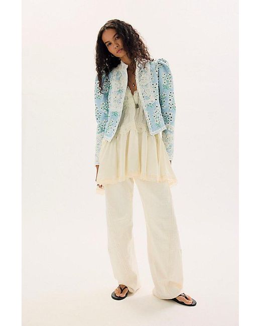 Anna Sui Blue Victorian Brocade Jacket