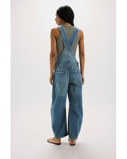 Free People Blue We The Free Good Luck Barrel Overalls