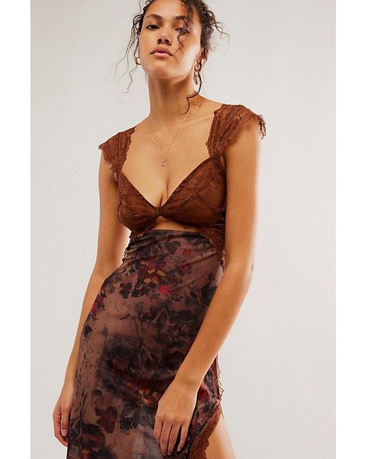 Free People Brown Suddenly Fine Maxi Slip