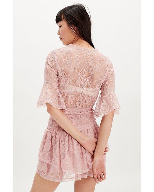 Free People Natural Lala Lace Mini Dress
