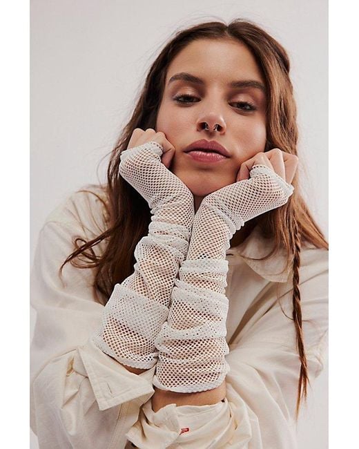 Only Hearts White Fishnet Smoking Gloves