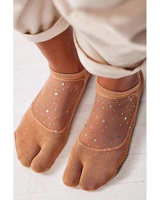 Shashi Brown Star Split Toe Grip Socks