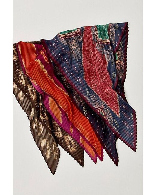 Free People Brown Pleated Printed Skinny Bandana