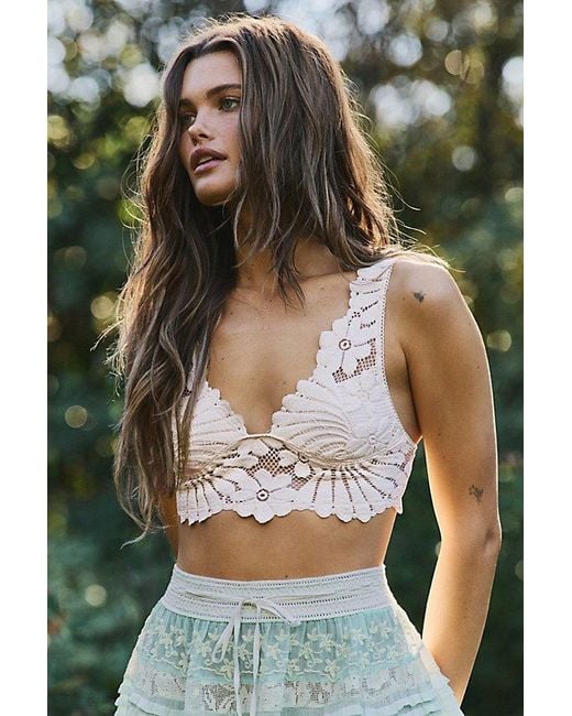 Intimately By Free People Green Petal Party Lace Plunge Bralette By