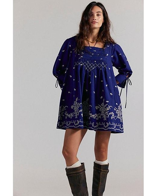 Free People Blue Sonora Printed Mini Dress