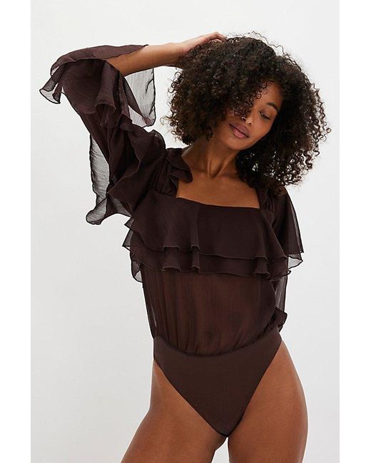 Intimately By Free People Black Give Me Drama Bodysuit By