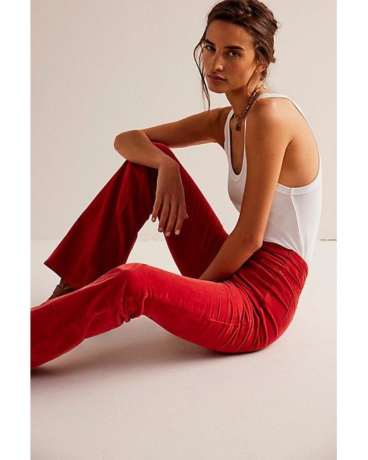 Free People Red Jayde Cord Flare Jeans At Free People In Scarlett, Size: 24