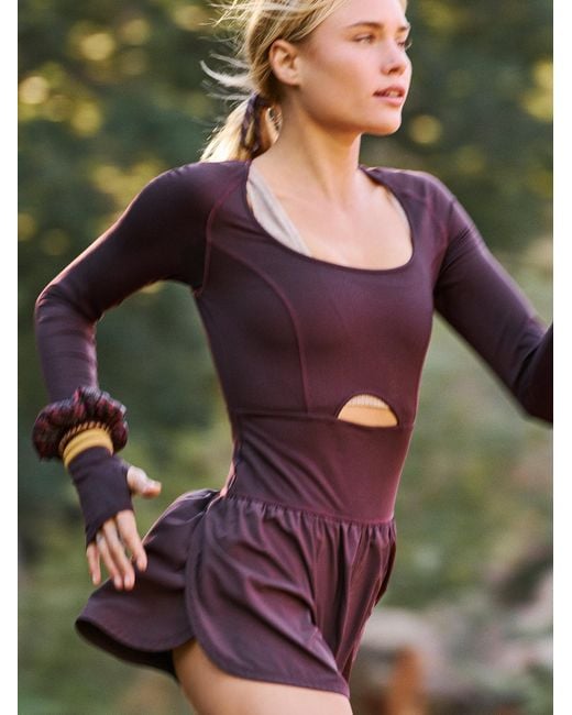 Free People Righteous Longsleeve Runsie in Purple Lyst