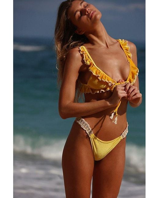 CAPITTANA Blue Ginger Velvet Bikini Top