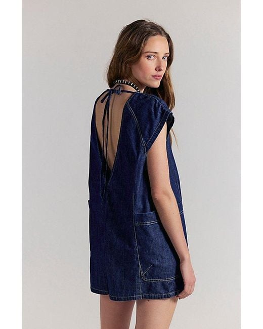 Free People Blue Free Fall Denim Romper