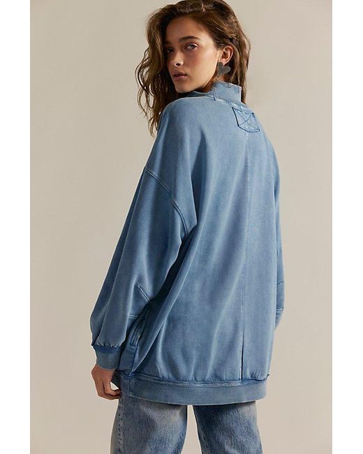 Free People Blue Alex Turtleneck Pullover
