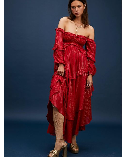 Free People Robe Longue Sirène Clementine Spell in Red | Lyst