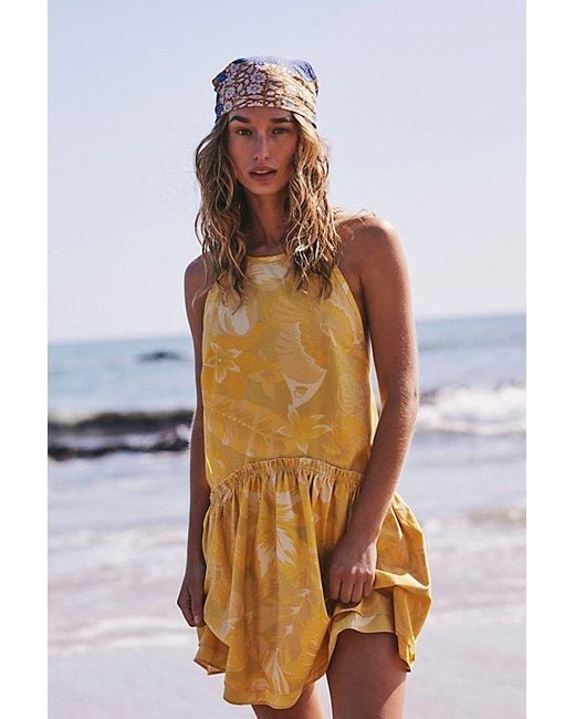 Free People Yellow Deserted Island Mini Dress