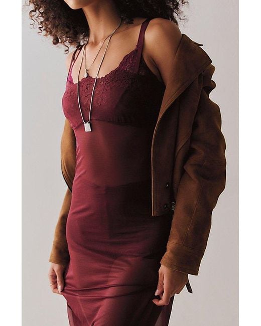 Free People Red Boudoir Dreams Midi Slip Dress By