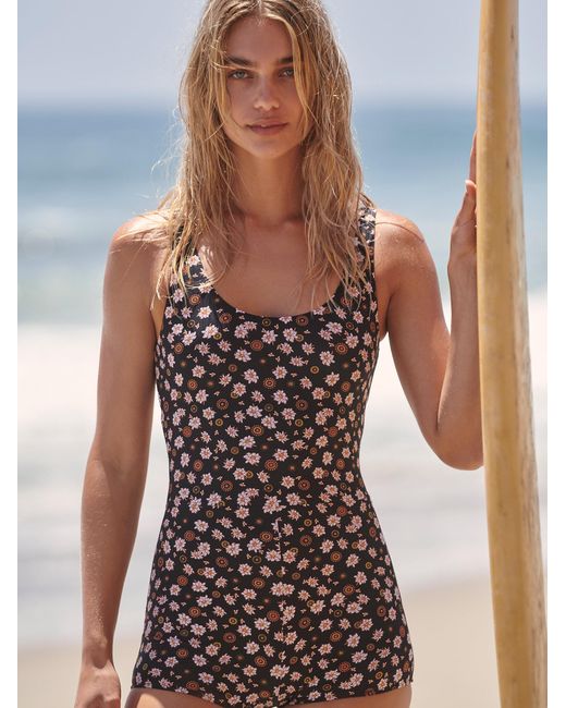 Free People Rhythm Tank Short One piece Swimsuit In Black Lyst Australia