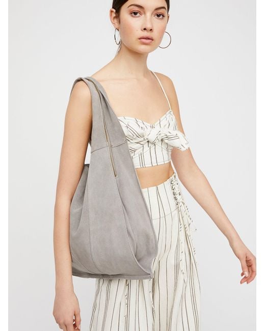 Free People Gray Slouchy Suede Hobo