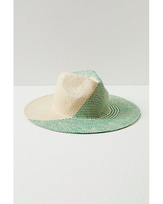 Free People Gray Baha Cruiser Woven Hat At In Green/neutral
