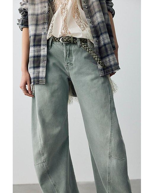 Free People Gray We The Free Fable Low-Rise Twisted Bowed Jeans