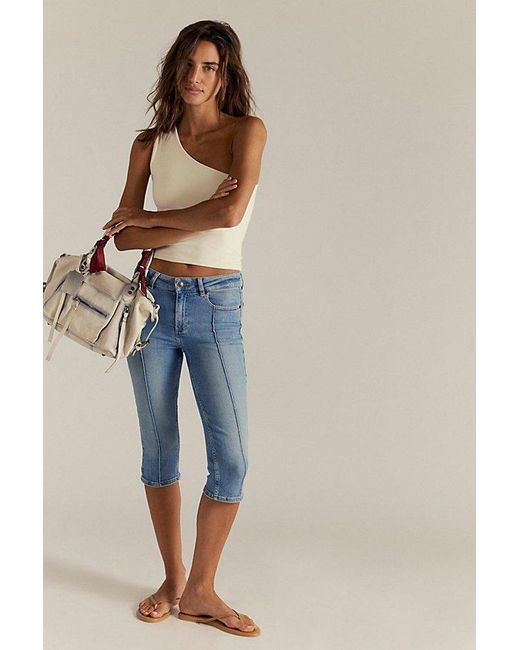 Free People Blue Dusk To Dawn Capri Jeans