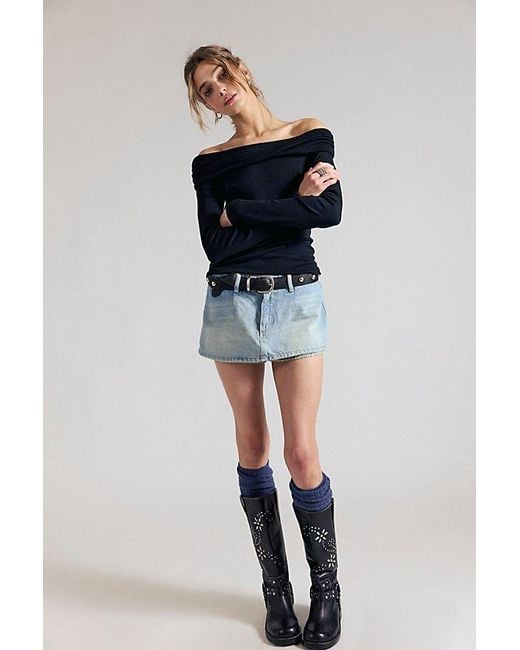 Free People Blue We The Free Gallivanting Peekaboo Skort