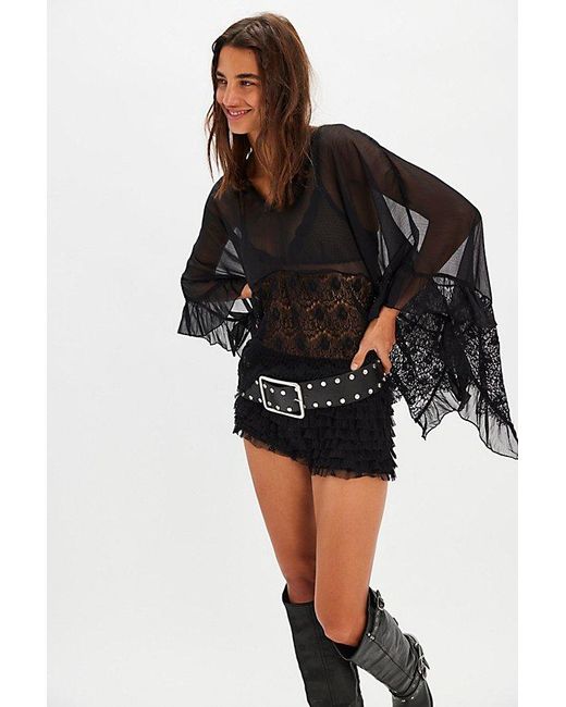 Free People Black Dance With Me Sheer Poncho