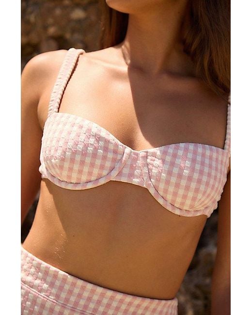 Peony Brown Holiday Gingham Balconette Bikini Top