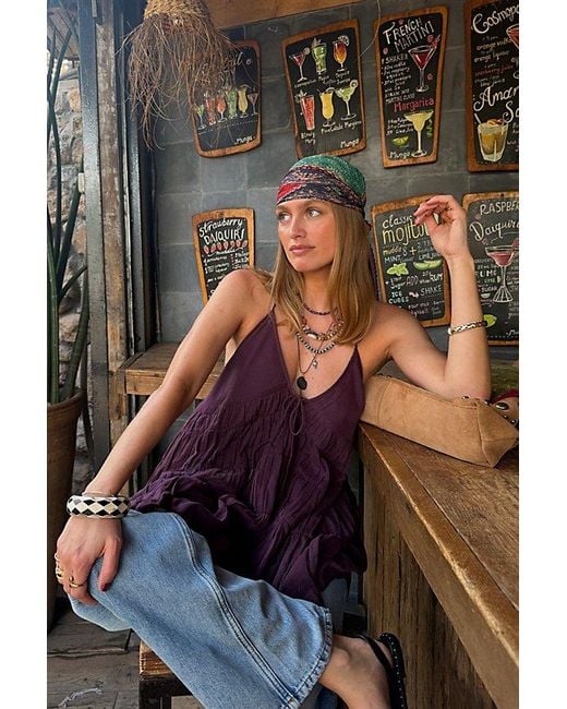 Free People Brown Pleated Printed Skinny Bandana