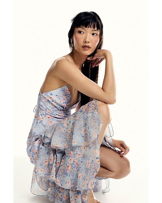 For Love & Lemons Blue Elea Maxi Dress