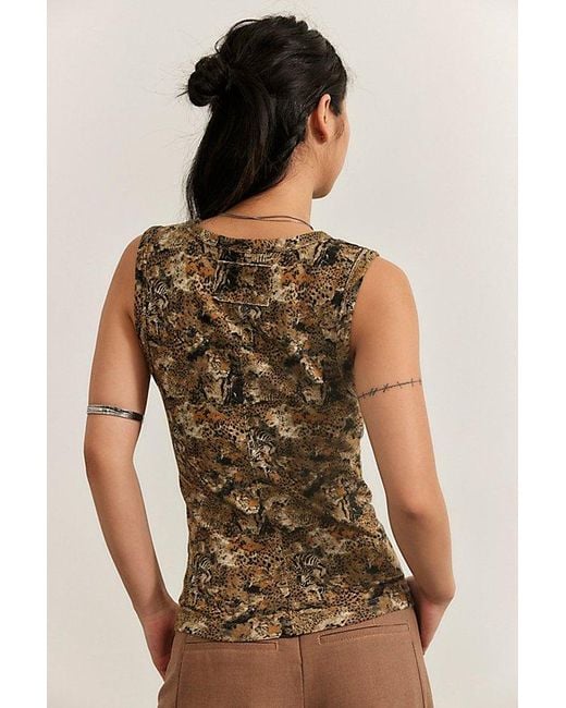 Free People Brown Atlas Printed Tank Top