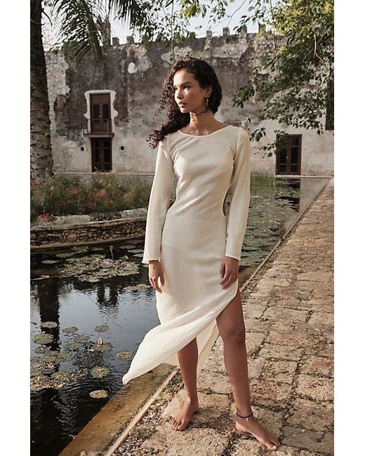 free-est Brown Sea Polished Maxi Dress By