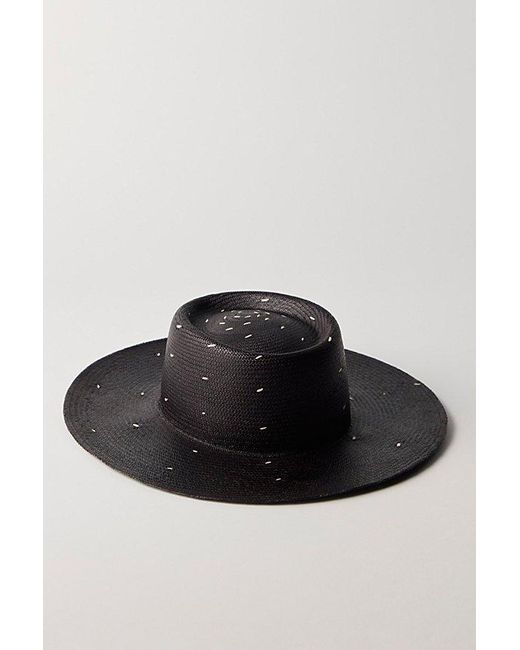 Free People Black Eleganica Tropical Noche Panama Wide Brim Hat