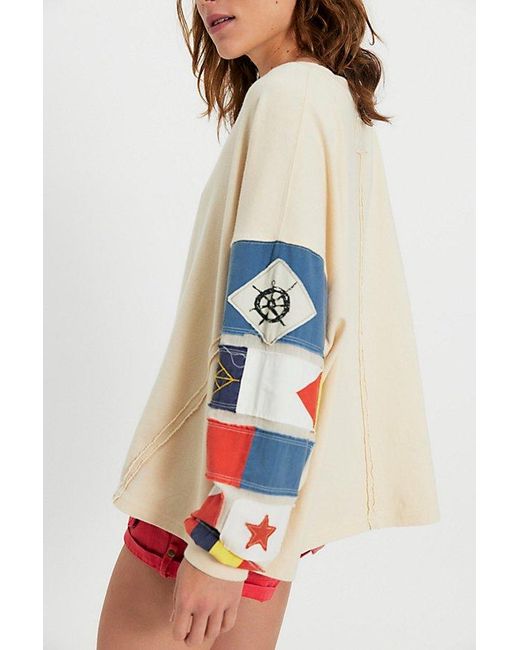 Free People Red Flagship Long Sleeve Tee
