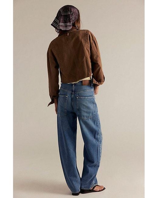 Free People Blue We The Free Truro Baggy Puddle Jeans