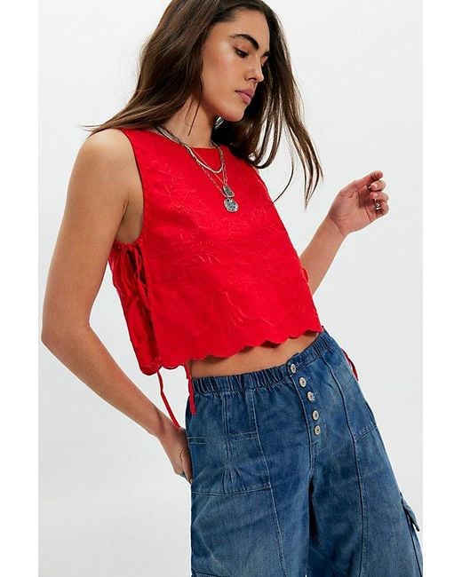 Free People Red Faded Gardens Tank Top