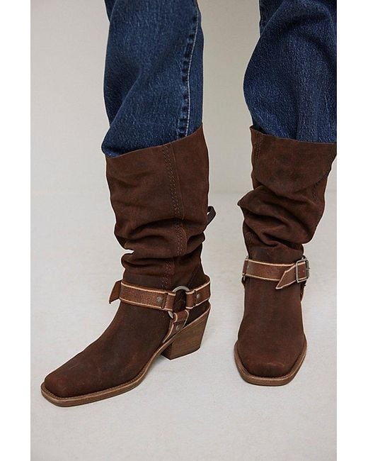 Free People Blue Denver Double Buckle Boots