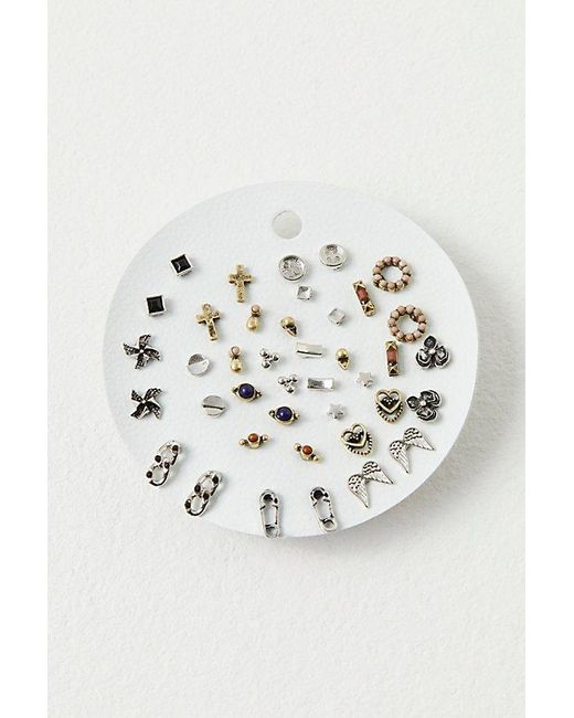 Free People White Teeny Tiny Mega Stud Earring Set At In Midnight Lover