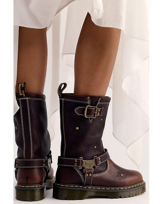 Dr. Martens Brown Anistone Hi Flower Boots