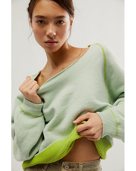 Free People Green Midnight Pullover At Free People In Aloe Lime Combo, Size: Xs