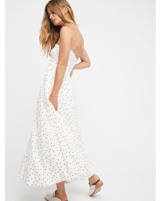 Free People Bella Donna Polka Dot Midi Dress in White | Lyst