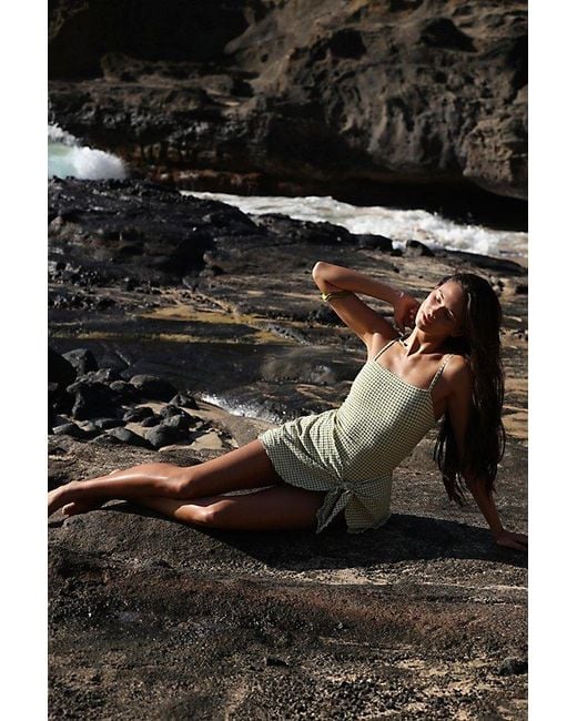 Rhythm Black Check Wrap Swim Dress